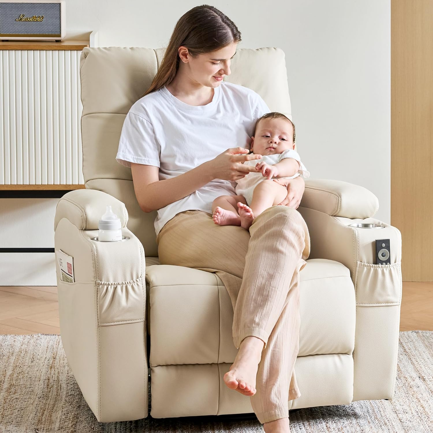 Rocking Chair Nursery - # Poltrona Reclinabile in Pelle, Poltrona