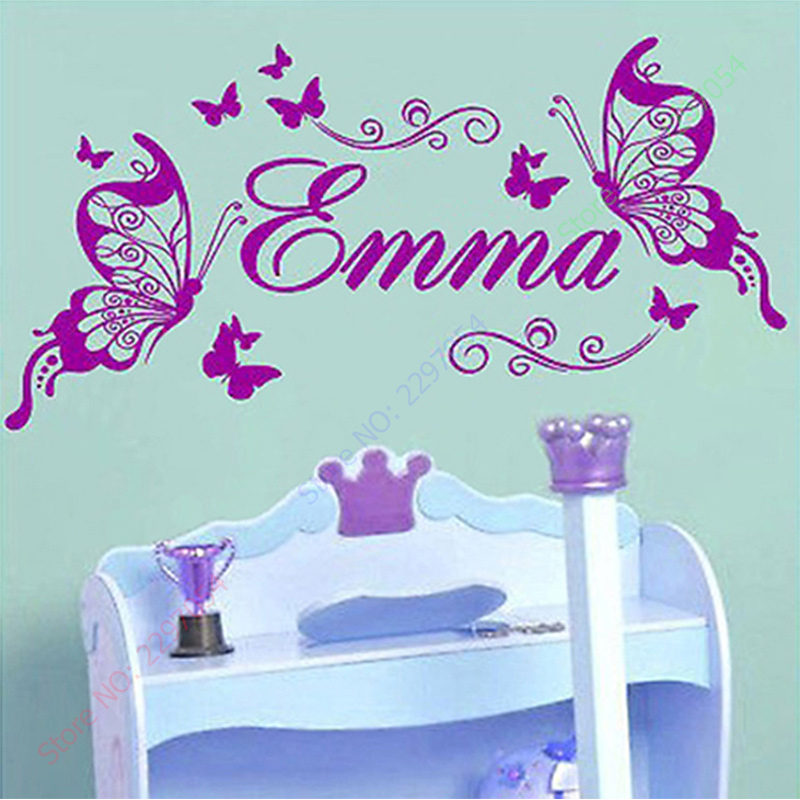 Baby Nursery Murals - Nuove farfalle nome personalizzato vinile farfalla