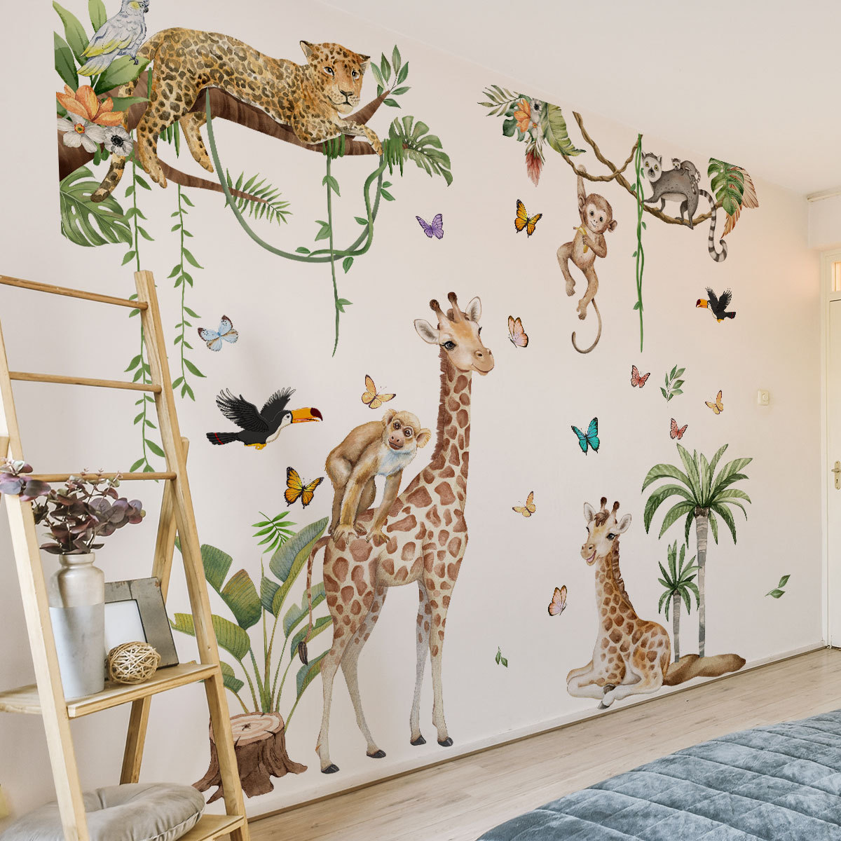 Baby Nursery Jungle Wallpaper - Adesivo da parete con animali della