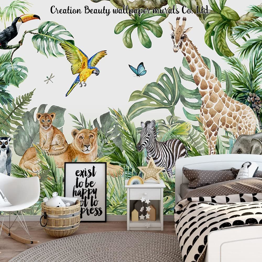 Baby Nursery Jungle Wallpaper - Carta da Parati con Animali della