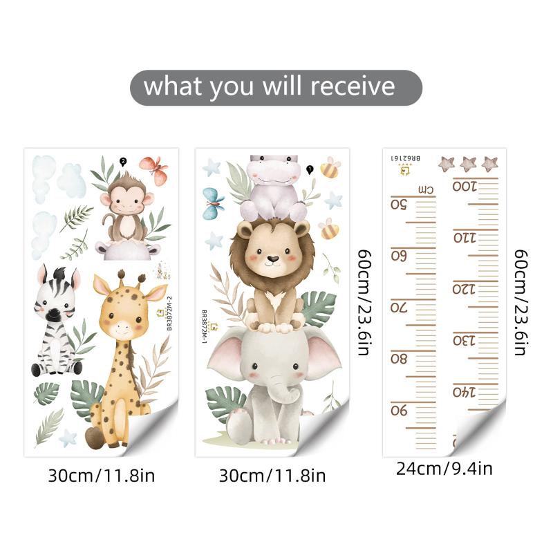 Baby Nursery Jungle Wallpaper - Adesivo per la misurazione dell'altezza dei