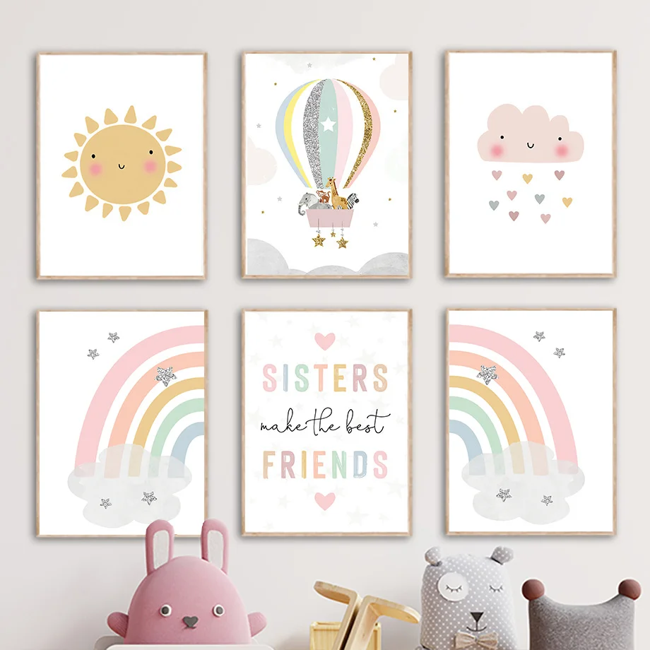 Baby Nursery Hanging Decor - Poster e Stampe Nordiche con Giraffa,