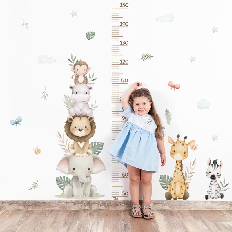 Baby Nursery Jungle Wallpaper - Adesivo per la misurazione dell'altezza dei