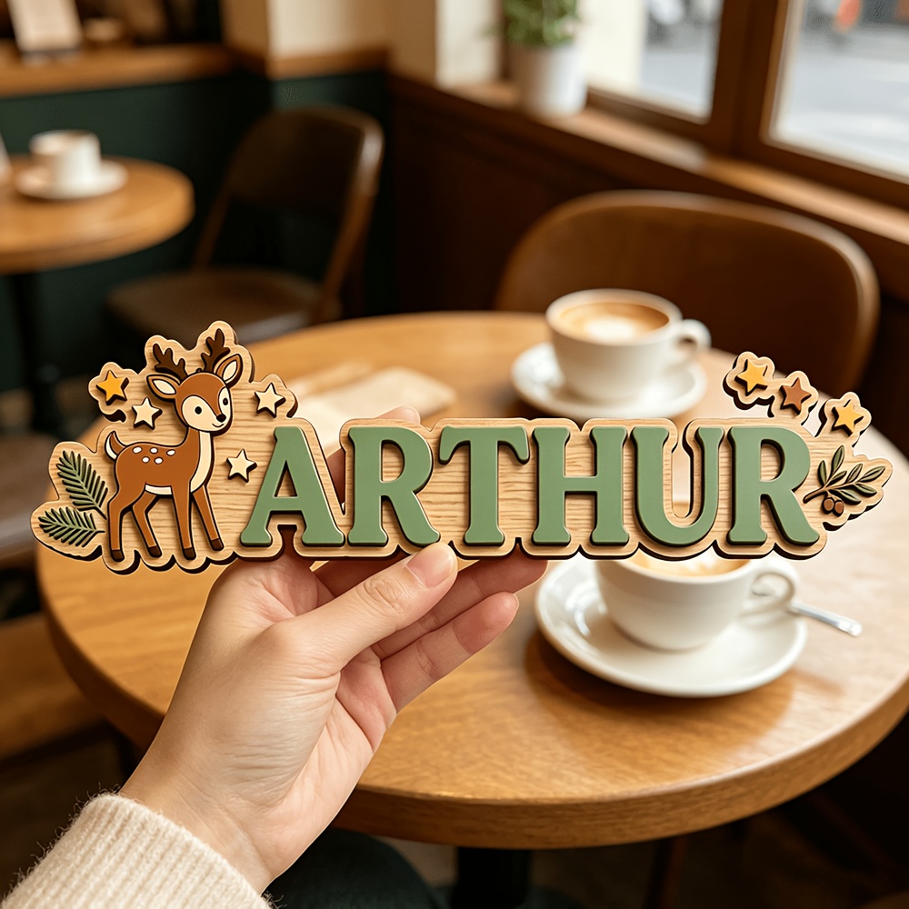 Baby Nursery Hanging Decor - Targa in Legno Personalizzata con Cervo