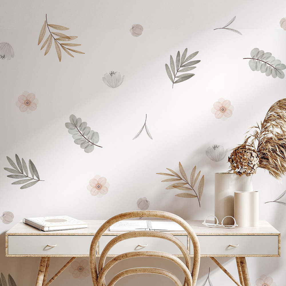 Baby Nursery Murals - Boho Leaves Botanical Decalcomanie da muro