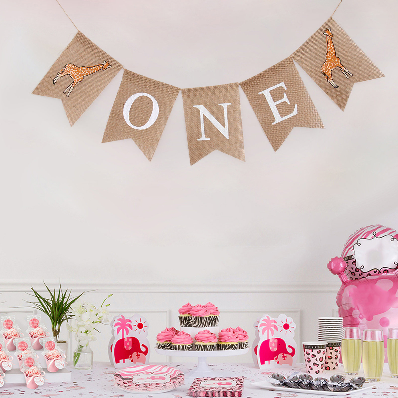 Baby Nursery Bunting - Striscione in Lino con Stampa Giraffa,