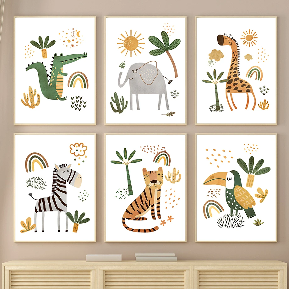 Baby Nursery Plants - Giraffa Elefante Tigre Zebra Tucano Animali