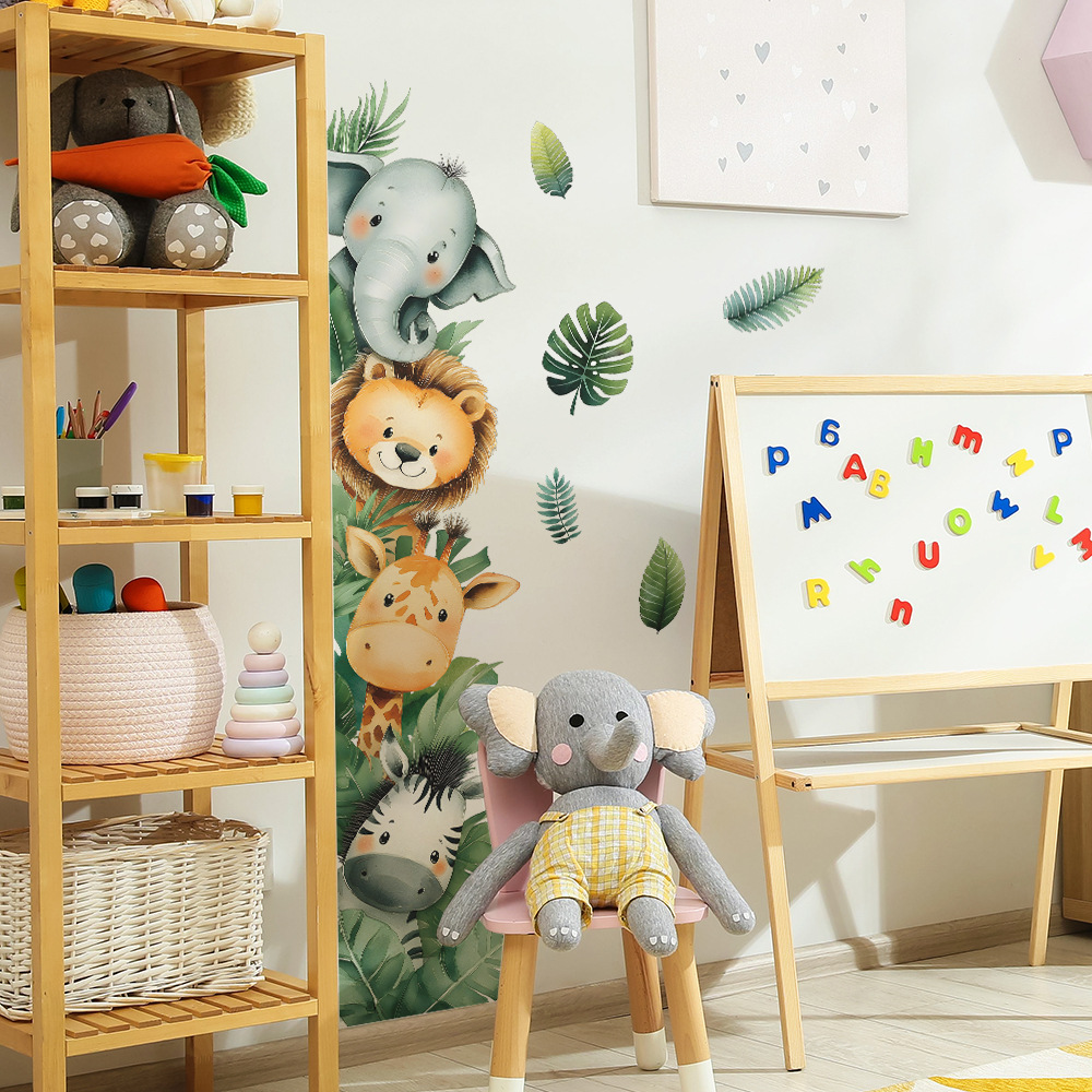 Baby Nursery Jungle Wallpaper - Adesivo per porta da parete con