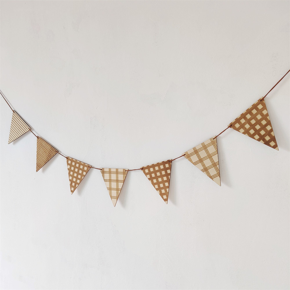 Baby Nursery Bunting - Nordic triangolo in legno bandiera appeso