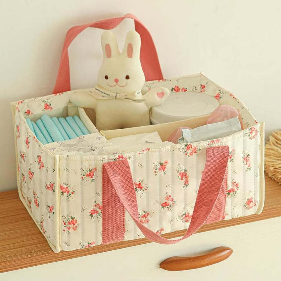 Baby Nursery Basket - Organizer per Pannolini Floreale, Cesto Portatile