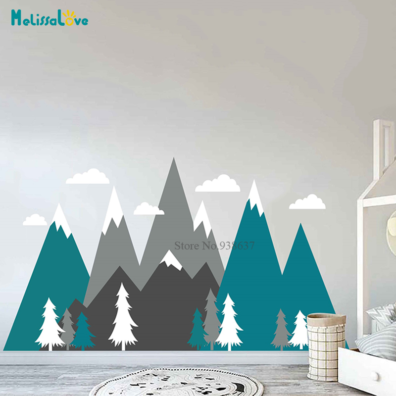 Baby Nursery Murals - Nursery Adventure Mountain Mural Decal Woodland