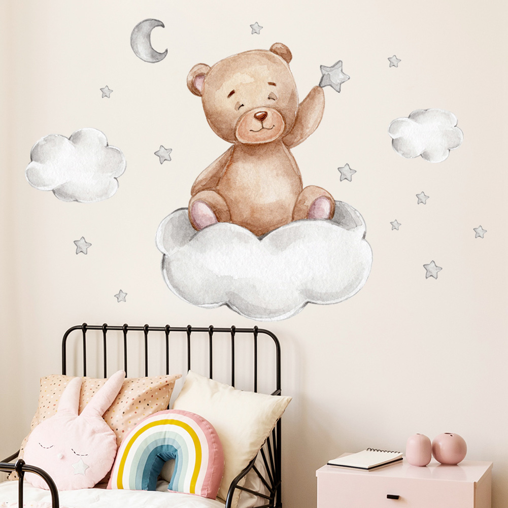 Baby Nursery Murals - Adesivi murali con orso, nuvole e