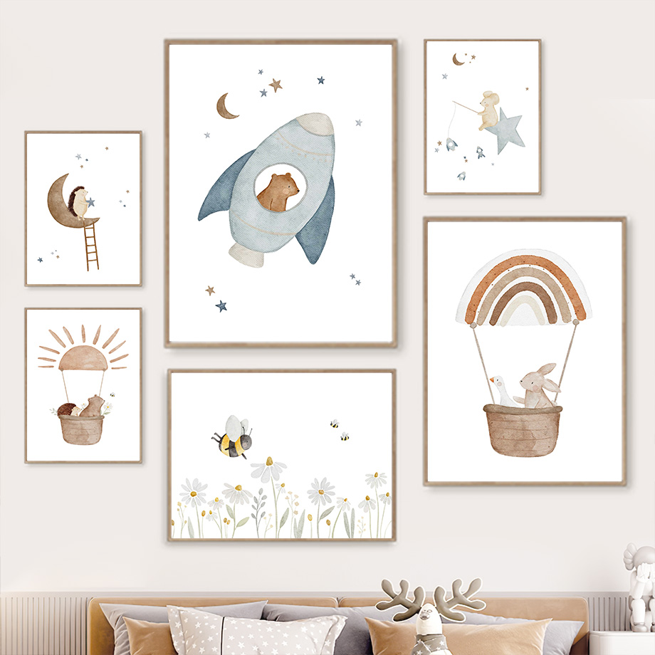 Baby Nursery Murals - Cartoon Animals Nursery Wall Art murale