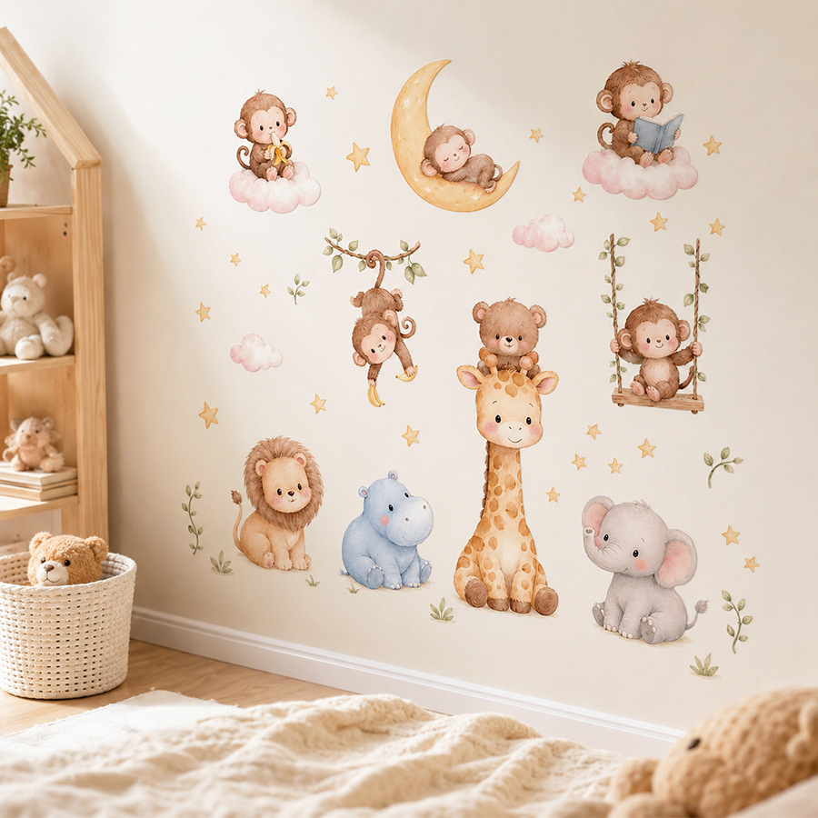 Adesivi Murali con Animali del - Baby Nursery Jungle Wallpaper recensione e prezzo