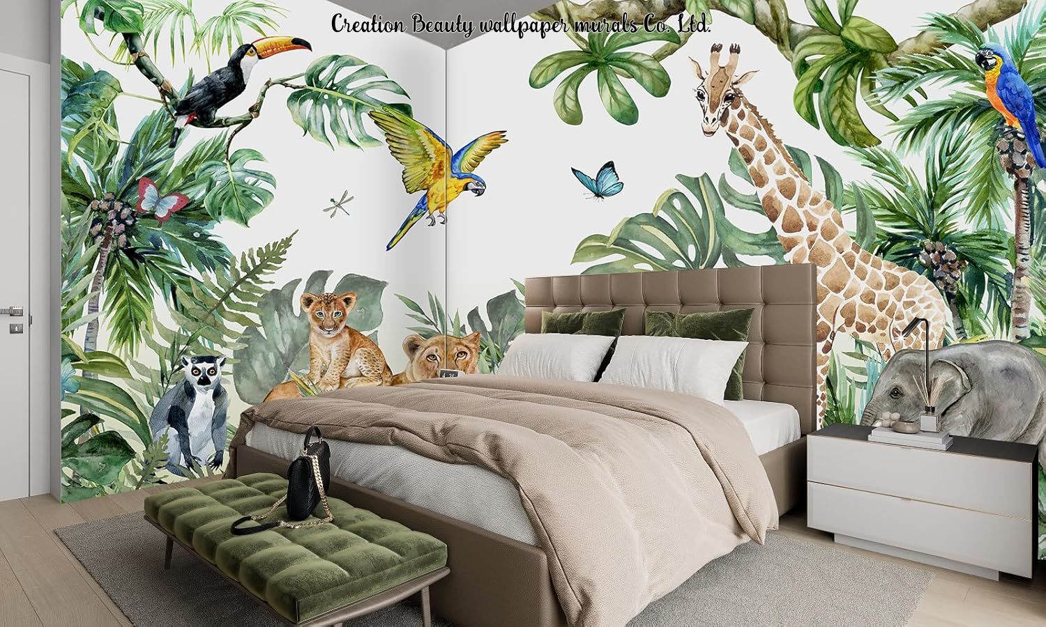 Carta da Parati con Animali de - Baby Nursery Jungle Wallpaper recensione e prezzo