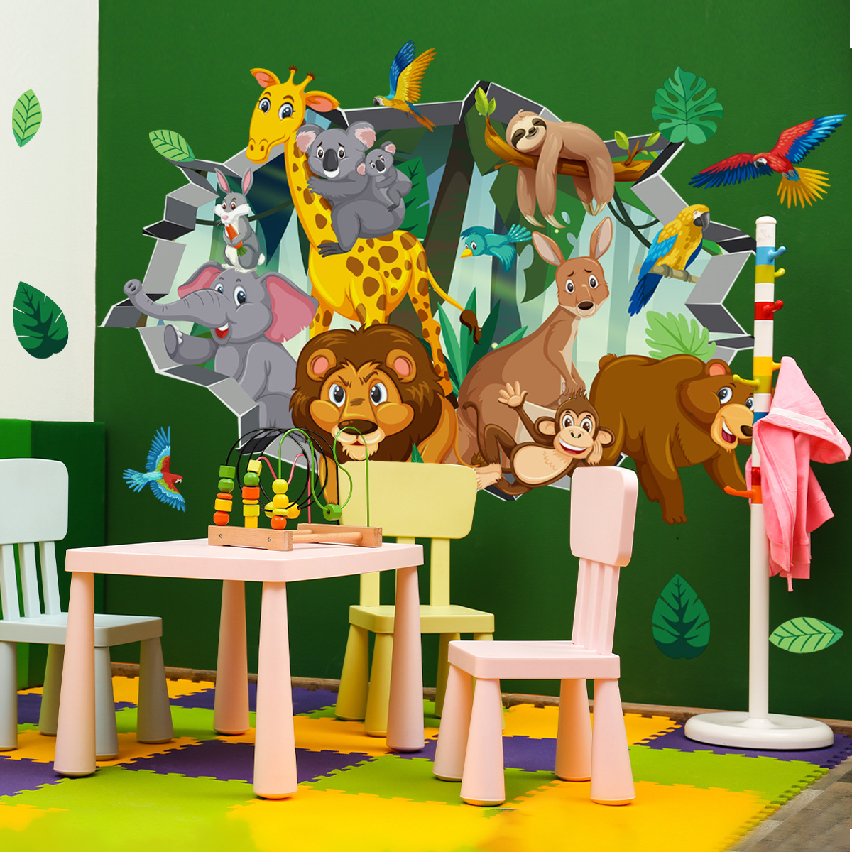 Parete rotta Simpatico animale - Baby Nursery Jungle Wallpaper recensione e prezzo