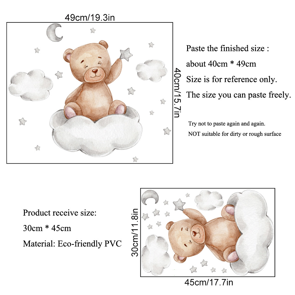Adesivi murali con orso, nuvol - Baby Nursery Murals recensione e prezzo