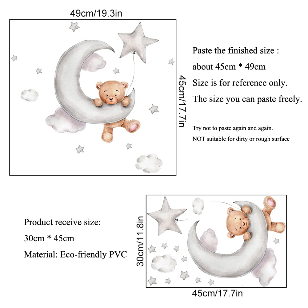 Adesivi murali con orso, nuvol - Baby Nursery Murals recensione e prezzo