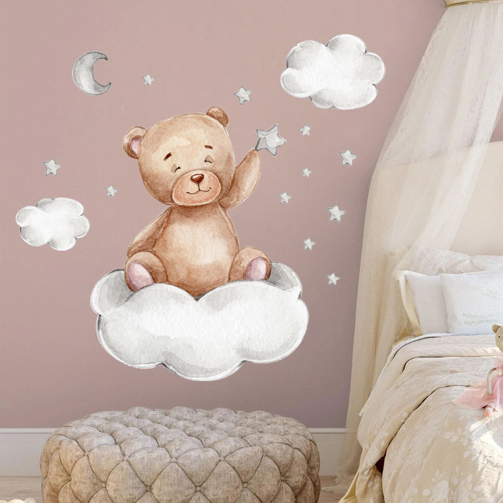 Adesivi murali con orso, nuvol - Baby Nursery Murals recensione e prezzo